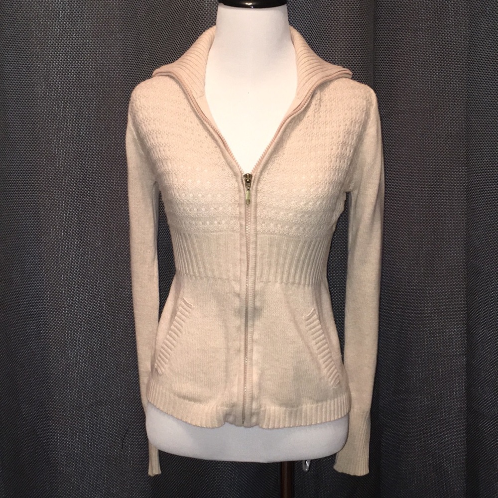 Oatmeal zip up cardigan size S. Nice condition